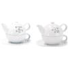 AD TREND 1 Pezzo Teiera con Tazza in Ceramica Bianco 2 Decori Disponibili