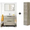 Fores Mobile Bagno 80 Cm 2 Cassetti Lavabo In Ceramica Specchio Colonna Athena Rovere