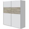 Fores Armadio 2 Ante Scorrevoli 180x60x200 Bianco E Rovere ARM182