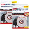 tesa Nastro Biadesivo di Montaggio Powerbond ULTRA STRONG, 2 Rotoli - 1,5 m | Confezione da 2 Rotoli di Nastro Biadesivo da Montaggio Extra Resistente - Montaggio Permanente in Ambienti Esterni e Interni