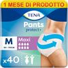 TENA Pants Maxi (M) Pacco Scorta Mensile - Mutandine assorbenti , elasticizzate e monouso, per perdite urinarie, unisex, discrete e confortevoli, 4 confezioni x 10 pezzi