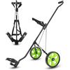 JOVIAL Golf Pieghevole a 2 Ruote - Carrello in Alluminio, staffe Superiori e Inferiori con Cinghia Elastica, Senza Supporto per Ombrello Unisex, Nero, Verde, Taglia Unica