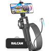 Ralcam Telecamera Endoscopica Endoscopio Industriale - Sonda Telecamera 1080P 8.5mm Boroscopio Snake a 180° a due vie, 2m Cavo Semirigido 8 luci LED Regolabili, per iOS Android Smartphone