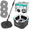 Simpli-Magic Spin Mop e Secchio System, include Square Spin, secchio a doppio scomparto e 3 panni spessi lavabili in lavatrice