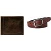 Fossil Uomo Ingram Portafoglio in pelle marrone e cintura Parker, Set
