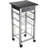 Leicester Carrello Cucina E Portabottiglie Con Ruote E Cassetti, Mobile Cucina,