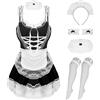 paloli Maid Cosplay Costume For Women, Classic Japanese Anime Dress With Lace Apron And Stocking Set.