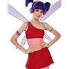 Winx Club Costume da donna Musa monospalla con body e gonna con un paio di ali per cosplay (extra large)