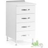 KIT CUCINA COMPONIBILE BASE 4 CASSETTI BASSO BIANCO CASSETTIERA CM. 40X50X85H
