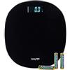 Salter Bilancia da bagno rotonda digitale, 180 kg | Precisione 0,1 kg, accensione con un passo, ampio display LCD, piattaforma in vetro temperato nero