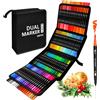 Brush Pen Lettering, 120 Colori Pennarelli Doppia Punta Fine E Grossa Pennello,