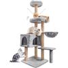 HOMIDEC Tiragraffi per Gatti,145Cm Alberi Tiragraffi,Tiragraffi Gatto Stabile Multilivel