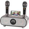 DLARA Altoparlante Bluetooth per karaoke, karaoke con 2 microfoni wireless UHF