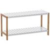 DRW Scarpiera con 2 blade in legno e MDF in naturale e bianco