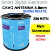 sedea Cavo antenna TV nero da 6.8mm in bobina da 250 metri tripla schermatura PE