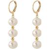 1 paio bellissimi orecchini placcati in oro perle bianche Akoya naturali 7-8mm