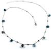 COLLANA ORO BIANCO 18K, MAGLIA ROLO, GOCCE TOPAZIO E TORMALINA E CUBI ALTERNATI
