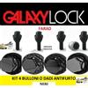 Farad Per Bmw X1 (E84) 09-15 Kit Bulloni Antifurto NERI Galaxy Lock Farad Cerchi Lega