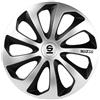 Sparco Set 4 Copricerchio 16"Universali Sicilia Argento/Nero Coppe Ruota Borchia