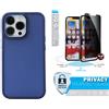 Newtop Cover per Samsung Galaxy A33 5G Blu Rigida Opaca Cromata e Vetro Privacy