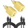 INIU Caricatore USB C da 30 W, confezione da 2, [USB-C + USB-A] alimentatore...