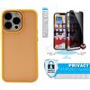 Newtop Cover per Samsung Galaxy A12 Orange Rigida Opaca Cromata e Vetro Privacy