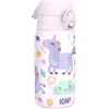 ION8 Borraccia bambini leggera in acciaio, 400 ml/13 oz, Unicorni Rosa | Non isolata, Anti-perdita, Facile da aprire, Chiusura sicura, Lavabile in lavastoviglie, Borraccia in metallo