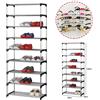 TrAdE Shop Traesio SCARPIERA SCAFFALE CASA MULTIUSO 9 RIPIANI IN METALLO IMPILABILE 60X30X140CM