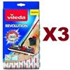 Vileda 3 PEZZI VILEDA RICAMBIO REVOLUTION 2 in 1 PANNO RICAMBIO IN MICROFIBRA.