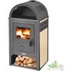 STUFA RISCALDAMENTO A LEGNA 48x45xh100 cm BEIGE CREMA ACCIAIO GHISA 8/10 KW