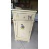 Comodino Vintage in Legno con Cassetto e Anta Decorato Gatti Dipinti 25x38x70