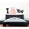 WALL STICKERS ADESIVI MURALI I LOVE YOU ORSO 1 INNAMORATI AMORE DESIGN Cuore