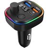 Avizar Trasmettitore FM Bluetooth con caricatore da auto USB QC 3.0 e USB-C 18W C2