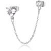 S'Agapõ Sagapo Orecchino Donna Doppio Buco Cuore Catena Acciaio Zircone SDZ138-139-140