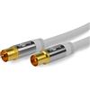 GOOBAY TV Antenna Cable White (135 dB Type), 4x Shielded Gold-Plated Coaxial Socket Coaxial Plug (2.0 m)