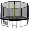 JUMMICO Trampolino Elastico per e Bambini Adulti 183/244/305/366/427 cmTrampolino Rotondo da Giardino Tappeto Elastico da Giardino di Diametro con Rete di Sicurezza, Scala e Barre Imbottite, Esterno