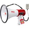 Pyle Megafono Portatile 50 Watt con Sirena, Microfono Staccabile, Cinghia, Batteria Ricaricabile, Megafono Ideale per Voce Professionale all'Aperto, Polizia e Eventi