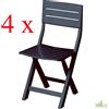 4 pz SEDIA POLTRONA RESINA PIEGHEVOLE GIARDINO RICHIUDIBILE ANTRACITE 40x44xh80