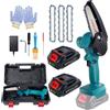 Mini Motosega a Catena Con Batteria, 21 V, 4 Pollici, Mini Motosega Con 2 Batter