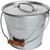 GUILLOUARD Secchio con coperchio, 5 l, in acciaio zincato, resistente, multiuso, compost, cenere, pellet, giardino - manico in legno - estetica e durevole - secchio in metallo vintage - 080650