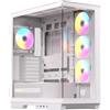 Nfortec Ursa ATX A-RGB Torre PC Gaming, doppio vetro con cerniera, alte prestazioni, compatibilità con E-ATX/ATX/Micro-ATX/ITX, 4 ventole A-RGB pre-installate, colore bianco