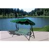 DONDOLO IN ACCIAIO A 3 POSTI 170x110x153 CON CUSCINI TELO COPERTURA VERDE RIGHE