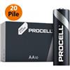 Duracell 20 Batterie Duracell AA Stilo Industrial Procell Pile Alcaline