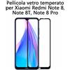 2pz PELLICOLA IN VETRO TEMPERATO per Xiaomi Redmi Note 8 Pro 8T 8 Nero