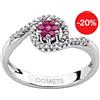 Comete Gioielli Anello Donna Oro Bianco 18kt Diamanti 0,13ct Rubini ANB 1387