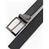 Emporio Armani Cintura reversibile pelle blu e nera saffiano martellata cuciture