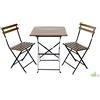 SET BISTROT ACCIAIO LEGNO TAVOLO 60x60xh74 2 SEDIE ESTERNO GIARDINO RICHIUDIBILE