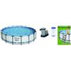 PISCINA ROTONDA TONDA FUORITERRA 549XH122 CM BESTWAY 56462 POMPA SCALA TELO BASE