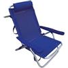 GIARDINI DEL RE Spiaggina Mare Sedia Sdraio Alluminio Reclinabile Prendisole Cuscino 53x62x77