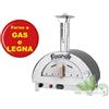 FORNO PER 1 PIZZA DA ESTERNO A GAS GPL LEGNA 70x51xH69 CM APPOGGIO ACCIAIO INOX